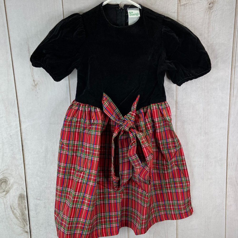 KATE GREENAWAY Black Velvet Red Christmas Dress